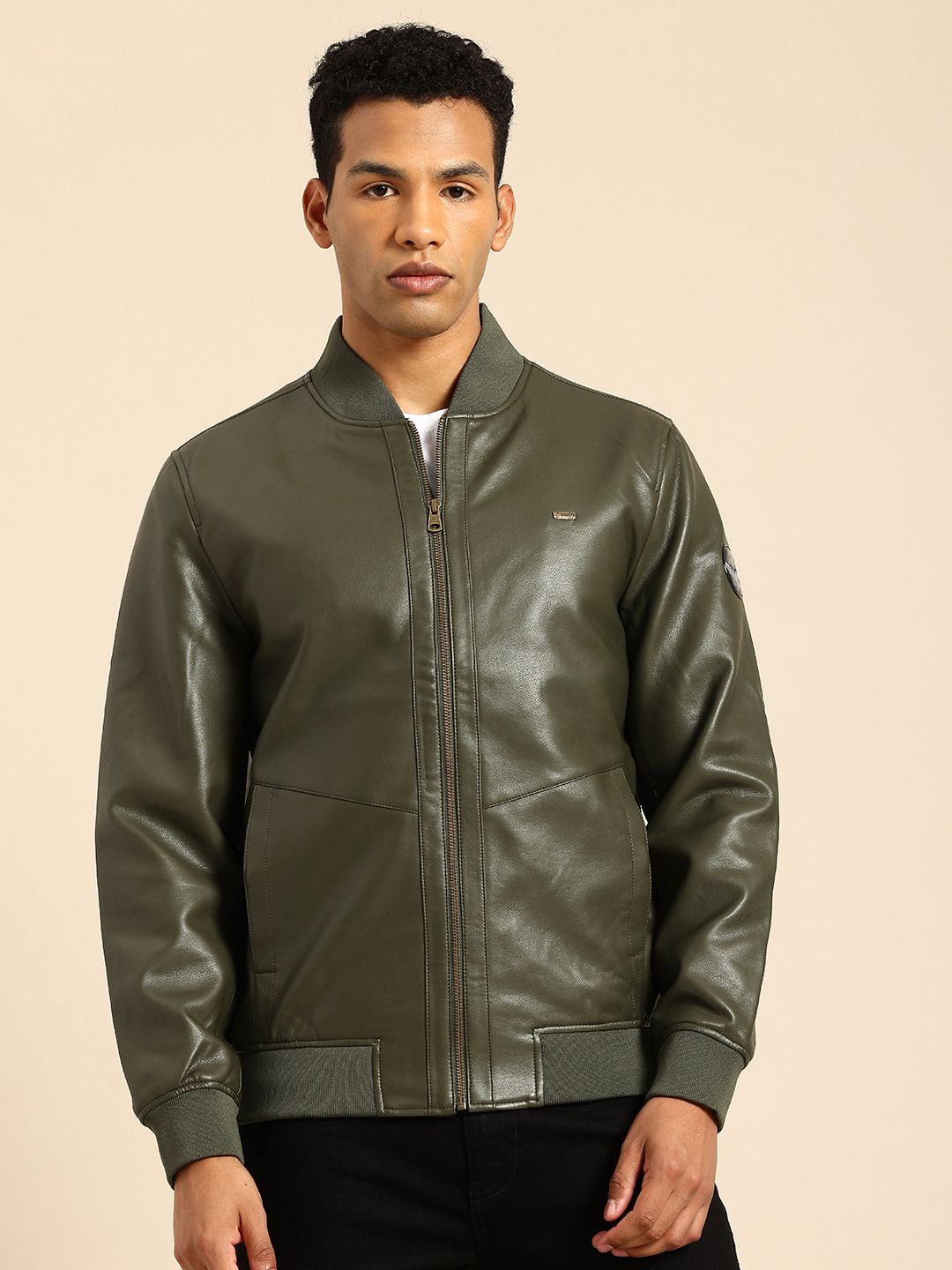 Being Human Men Stand Collar Biker Jacket