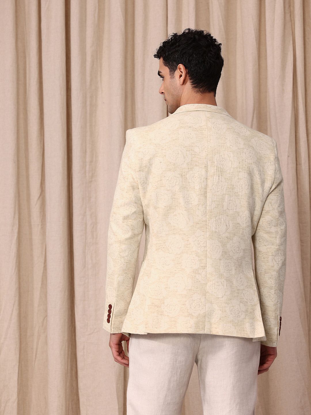 Mr Bowerbird Floral Self Design Notched Lapel Casual Blazer