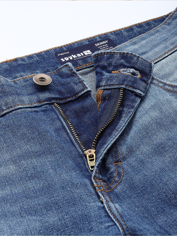 SPYKAR Men Skinny Slim Fit Low-Rise Heavy Fade Stretchable Jeans