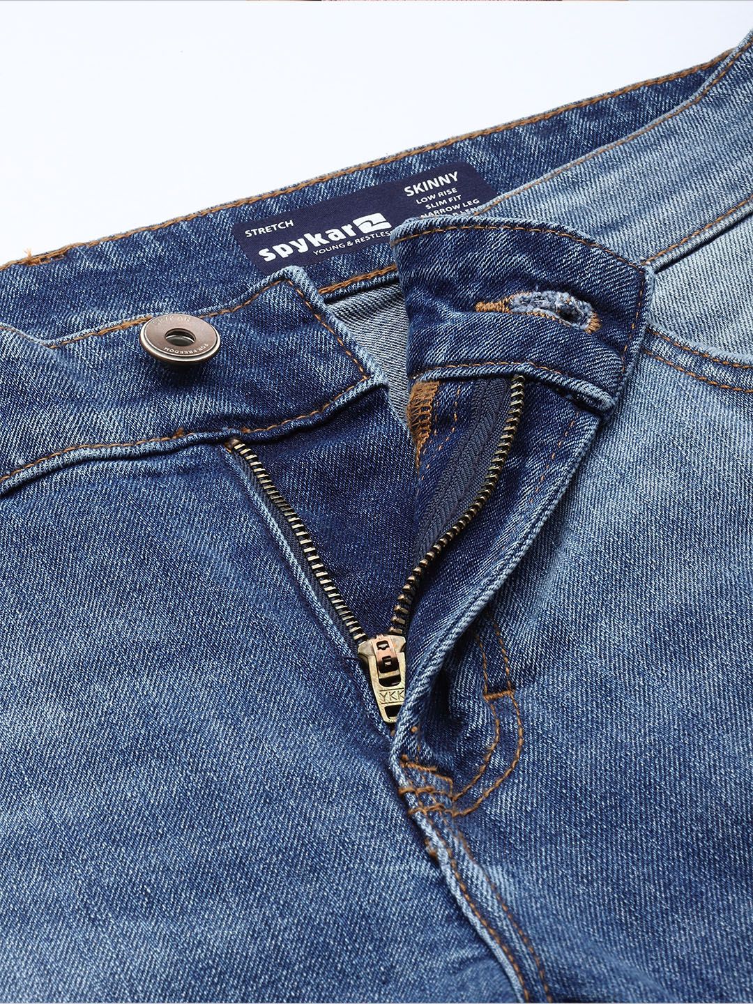 SPYKAR Men Skinny Slim Fit Low-Rise Heavy Fade Stretchable Jeans