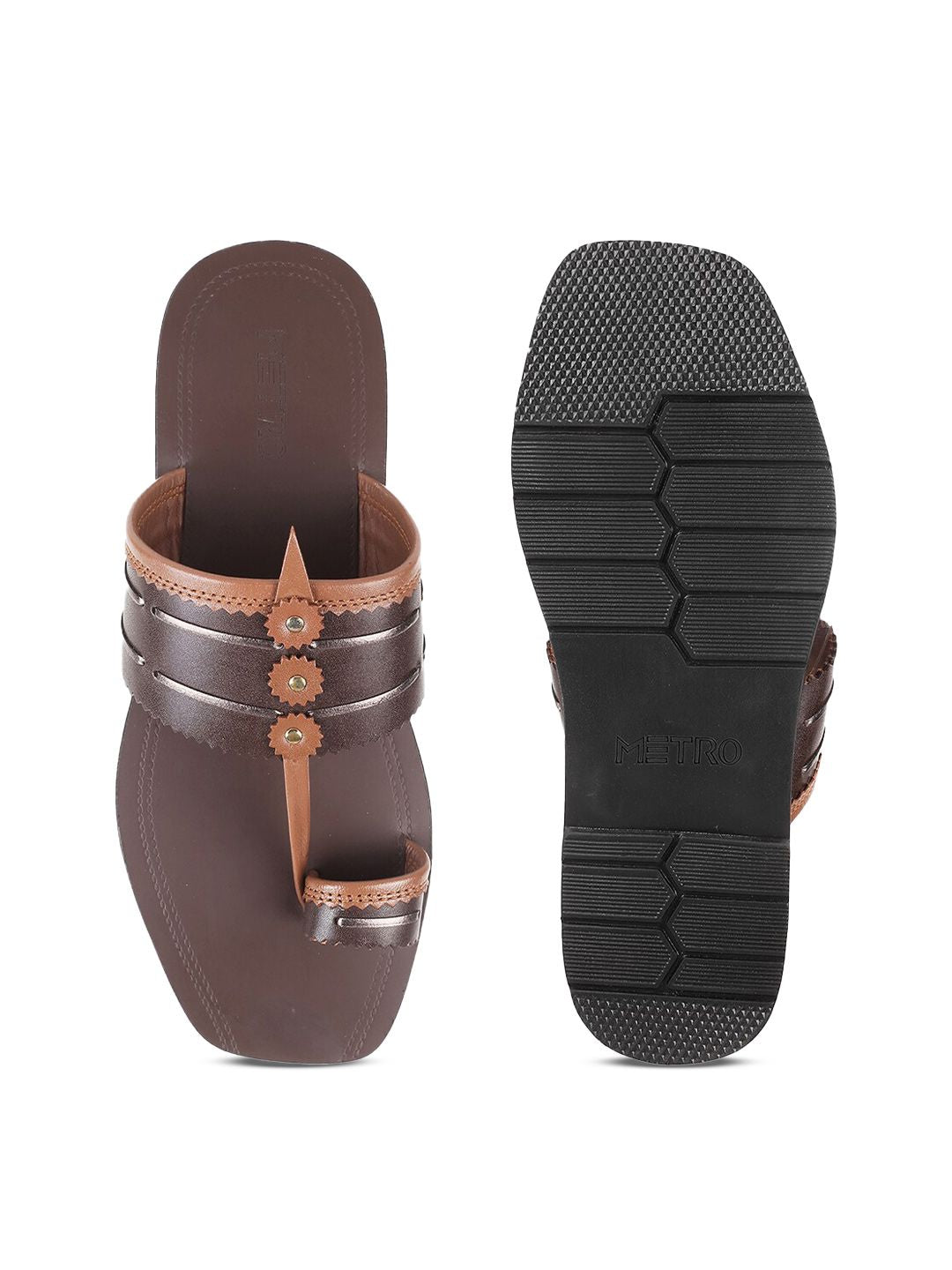 Metro Men Ethnic Leather One Toe Comfort Sandals