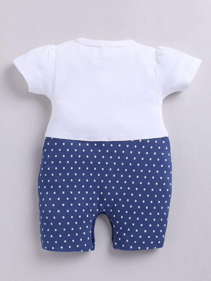 Moms Love Infant Girls Printed Cotton Rompers with Applique Detail