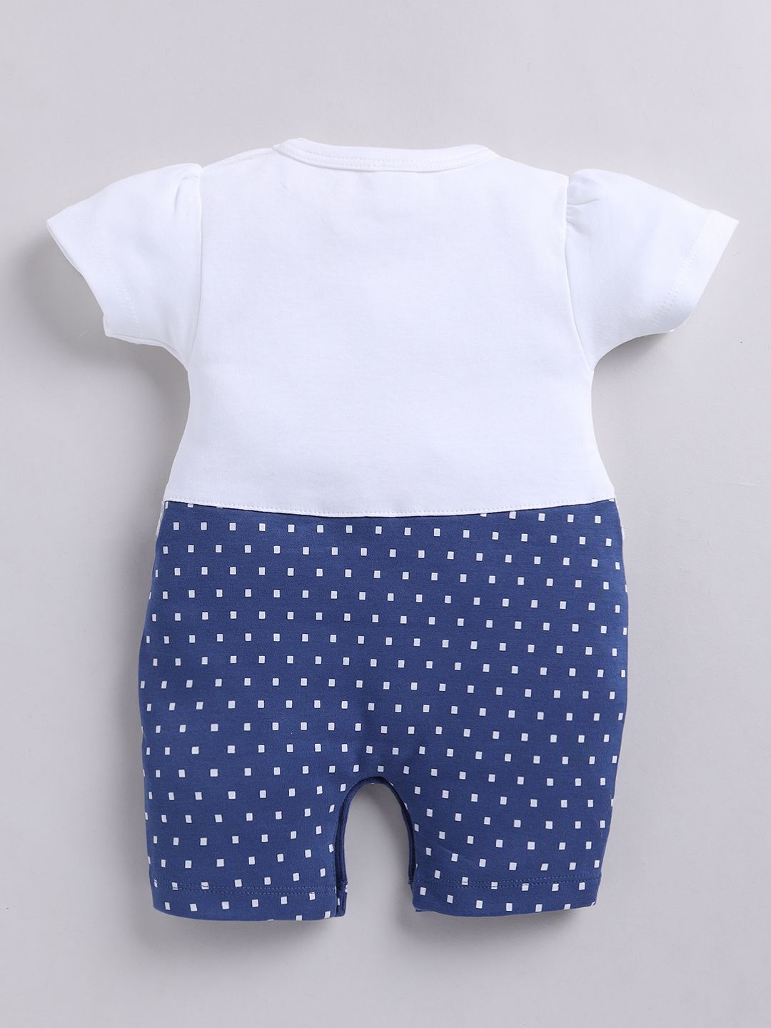 Moms Love Infant Girls Printed Cotton Rompers with Applique Detail