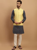 SOJANYA Geometric Embroidered Regular Kurta with Churidar & Embellished Nehru Jacket