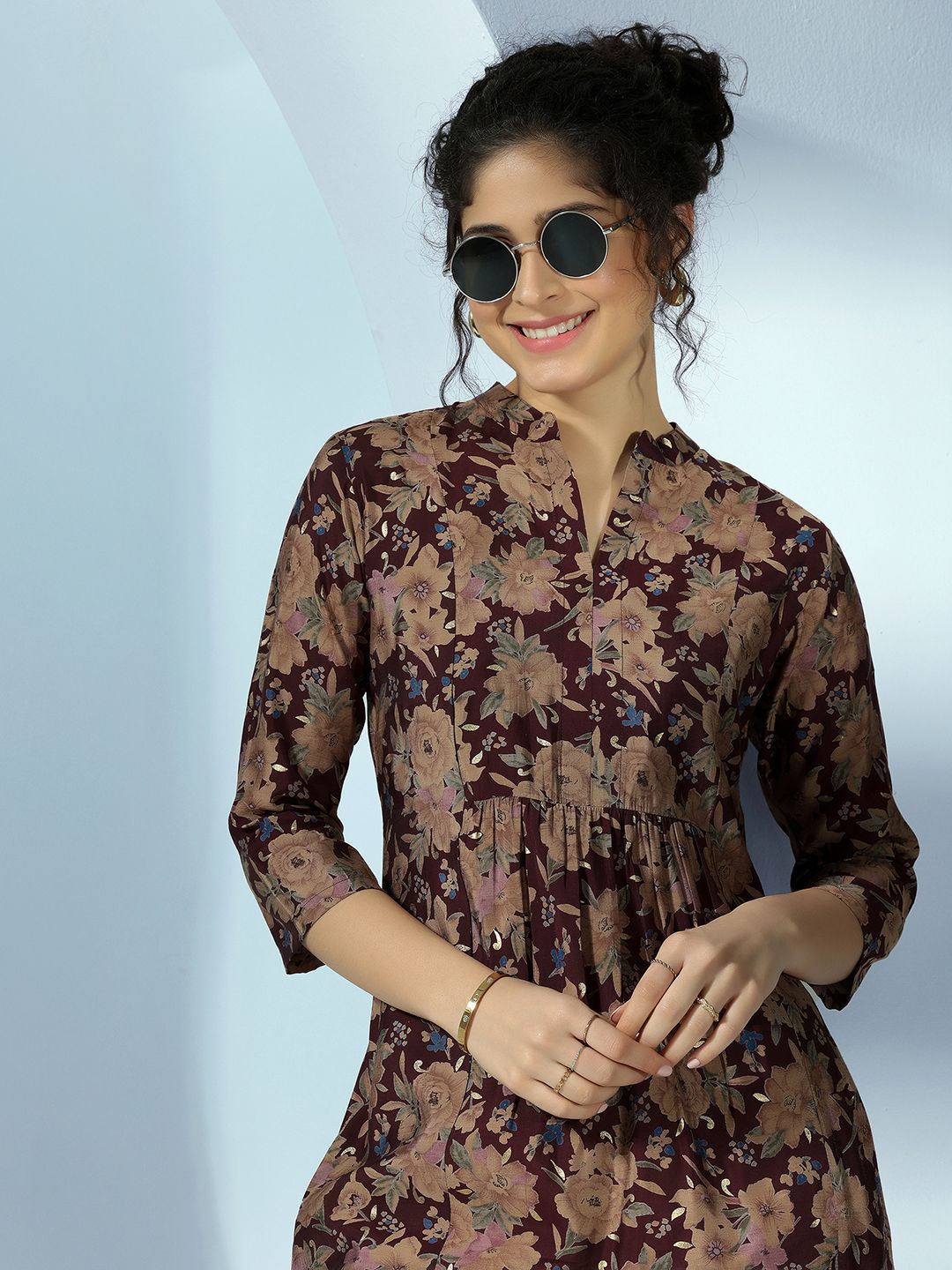 Libas Women Printed Mandarin Collar Tunic