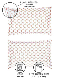 Story@home Cream-Coloured & Pink Floral Microfiber 180 TC Queen Bedsheet & 2 Pillow Covers