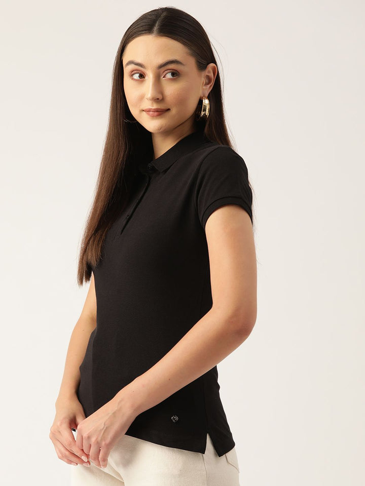 Monte Carlo Women Polo Collar Pure Cotton T-shirt