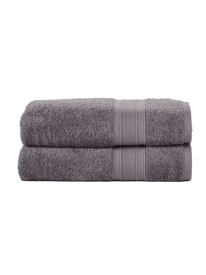 MYTRIDENT Charcoal Grey 2 Pcs Solid 500 GSM Bath Towel Set