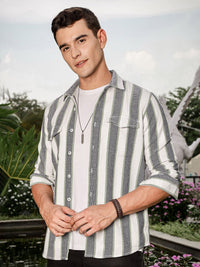 Thomas Scott Men Smart Slim Fit Opaque Striped Casual Shirt