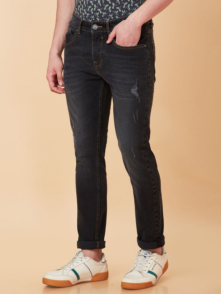 Being Human Men Slim Fit Low Distress Light Fade Jeans