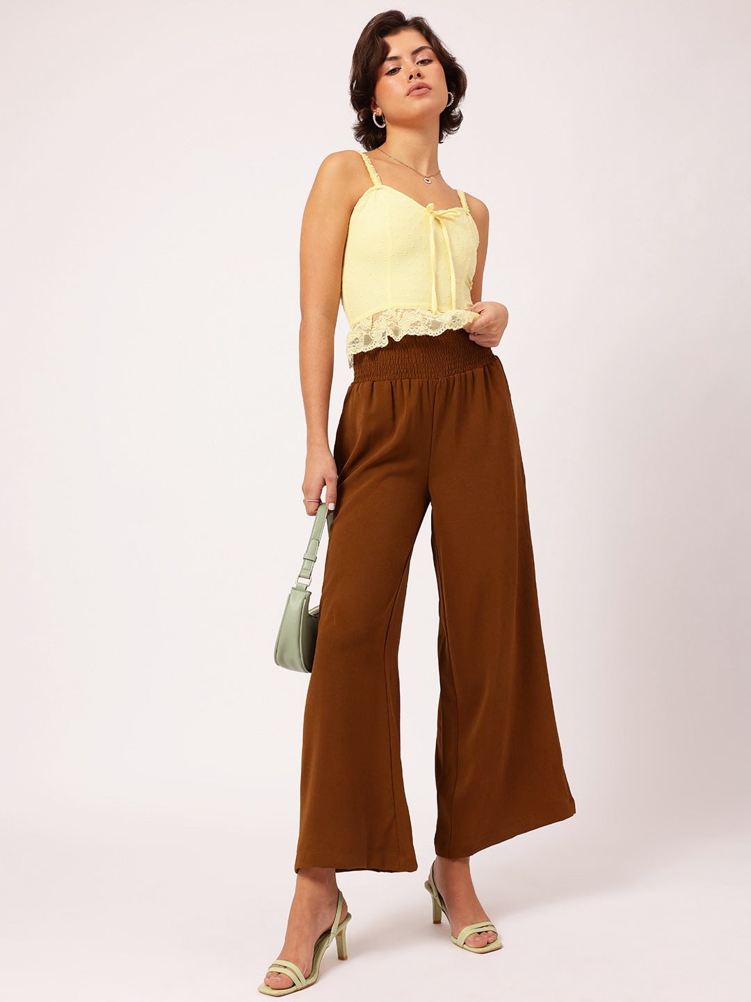 DressBerry Lace Love Smoked Bow Detail Dobby Weave Top