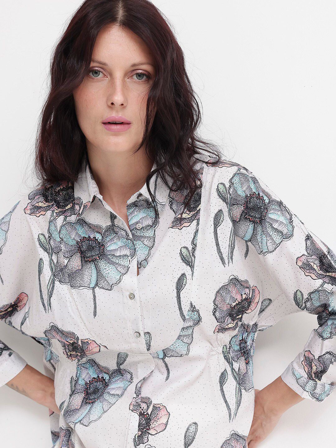 RAREISM Floral Print Cotton Top
