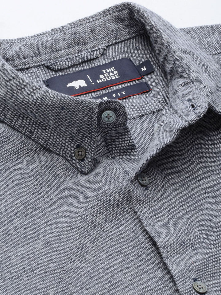 THE BEAR HOUSE Men Grey Slim Fit Casual Shirt