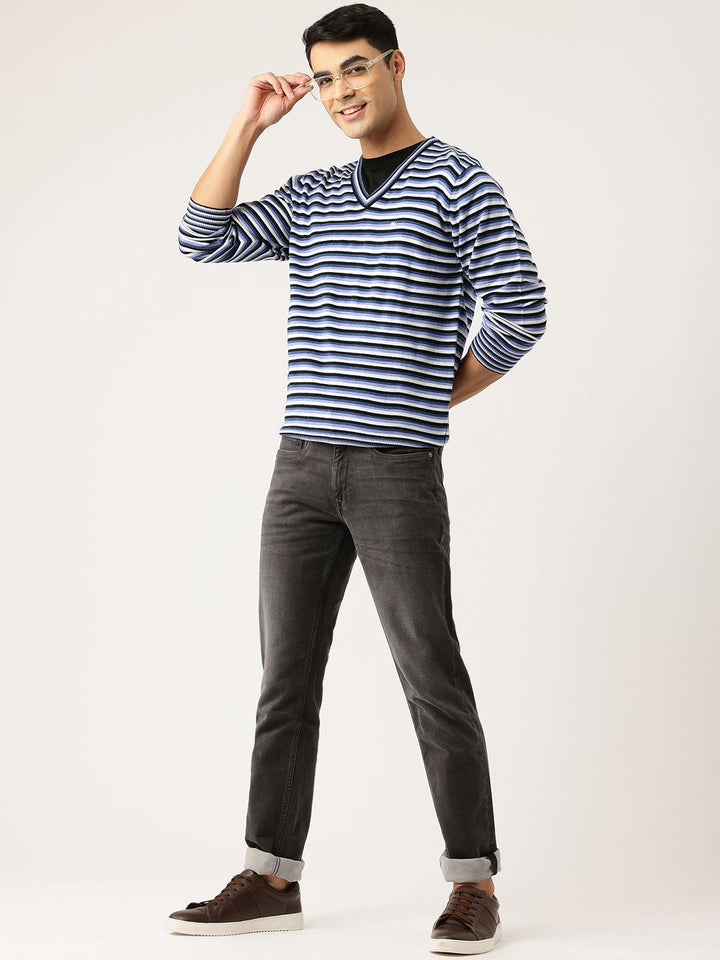 Monte Carlo Striped V-Neck Casual Pullover