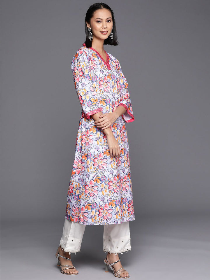 Varanga Floral Printed Flared Sleeves Sequinned Kurta