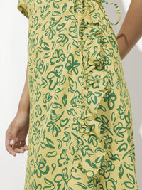 DressBerry Fresh & Playful Floral Canvas Ruffle Wrap Midi Dress