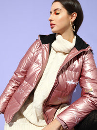 STREET 9 Women Pink Floral Longline Padded Jacket