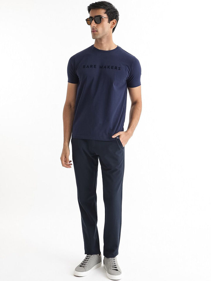 RARE RABBIT Men Burke Typography Printed Cotton Slim Fit T-Shirt