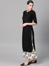 Gerua By Libas Women Black  Off-White Solid Kurta with Palazzos