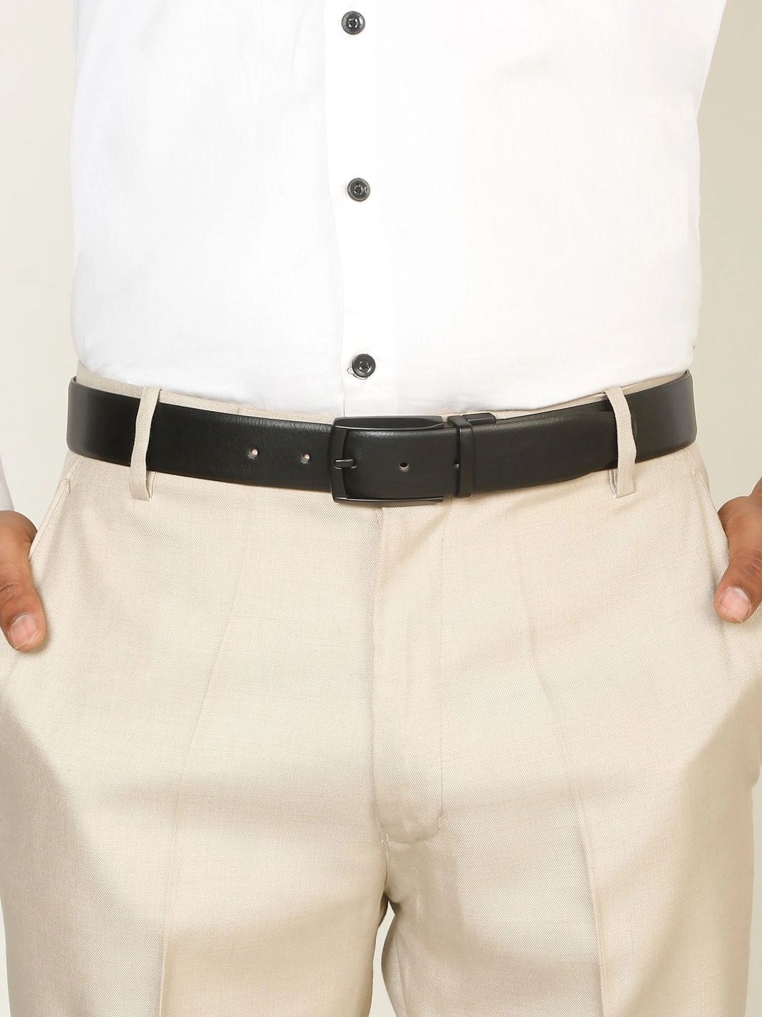 Teakwood Leathers Men Textured Leather Reversible Belt