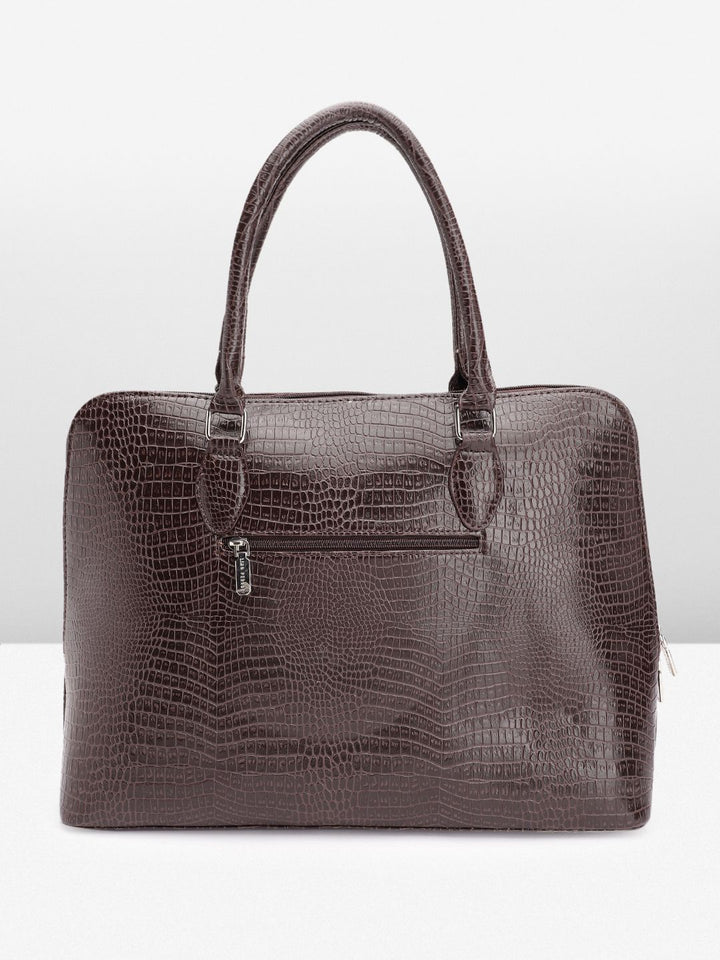 Lino Perros Women Croc Textured Structured Laptop Shoulder Bag