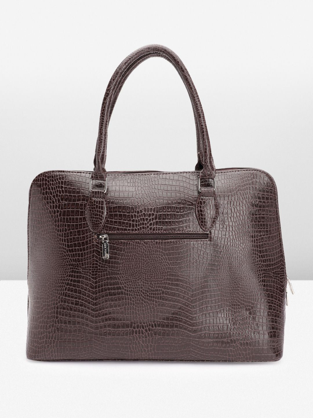 Lino Perros Women Croc Textured Structured Laptop Shoulder Bag