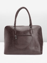 Lino Perros Women Croc Textured Structured Laptop Shoulder Bag