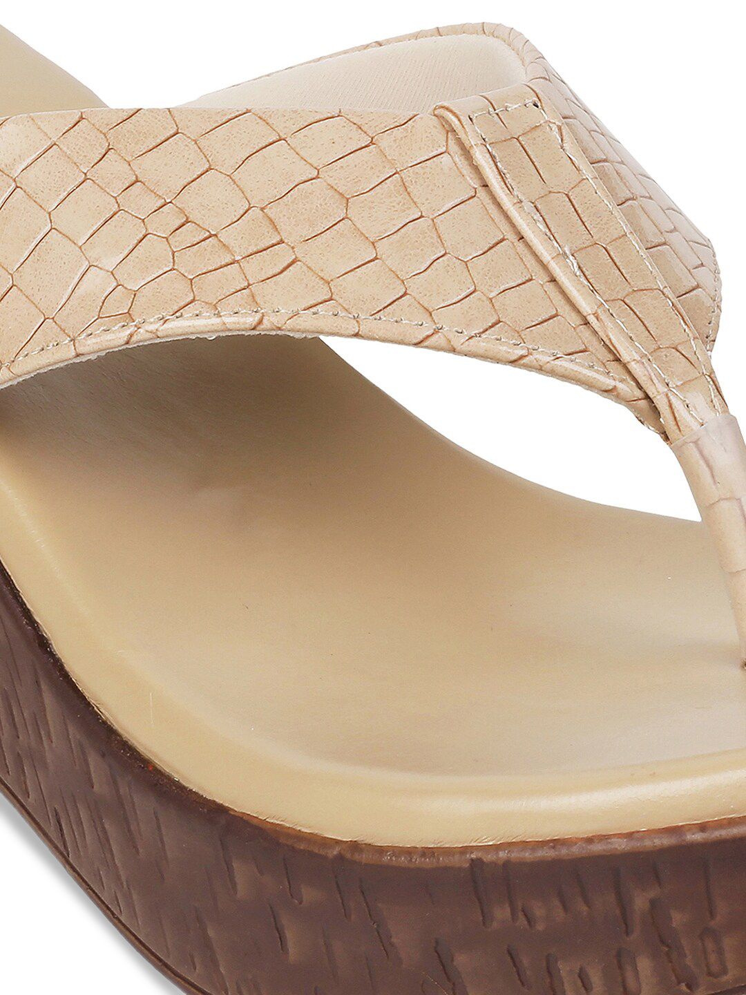 Metro Beige Woven Design Wedge Heels