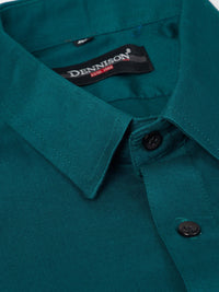 DENNISON Men Teal Green Smart Slim Fit Solid Formal Shirt