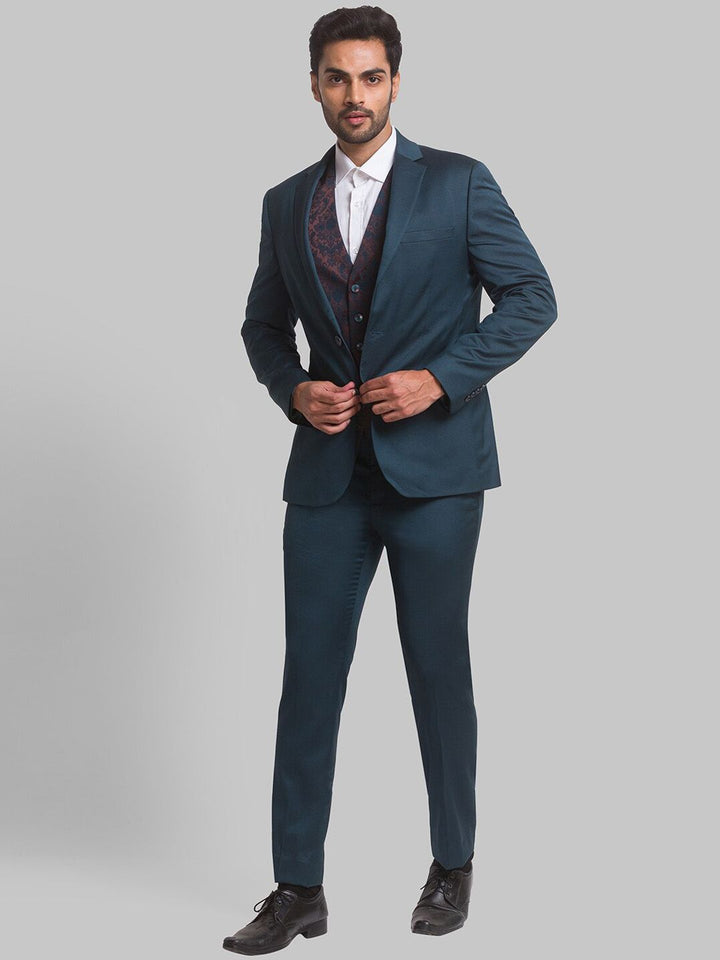 Park Avenue Men Self Design Super Slim Fit Single-Breasted Three-Piece Formal Suit