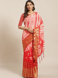 Saree mall Red & Peach-Coloured Woven Design Banarasi Saree