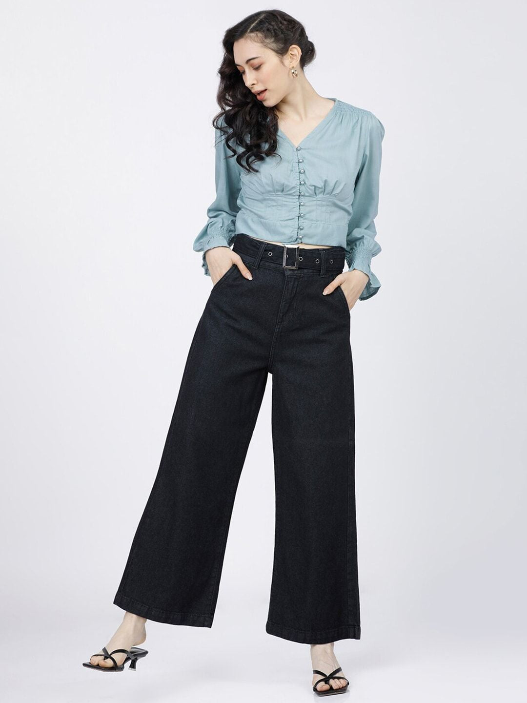 Tokyo Talkies Blue Regular Crop Top