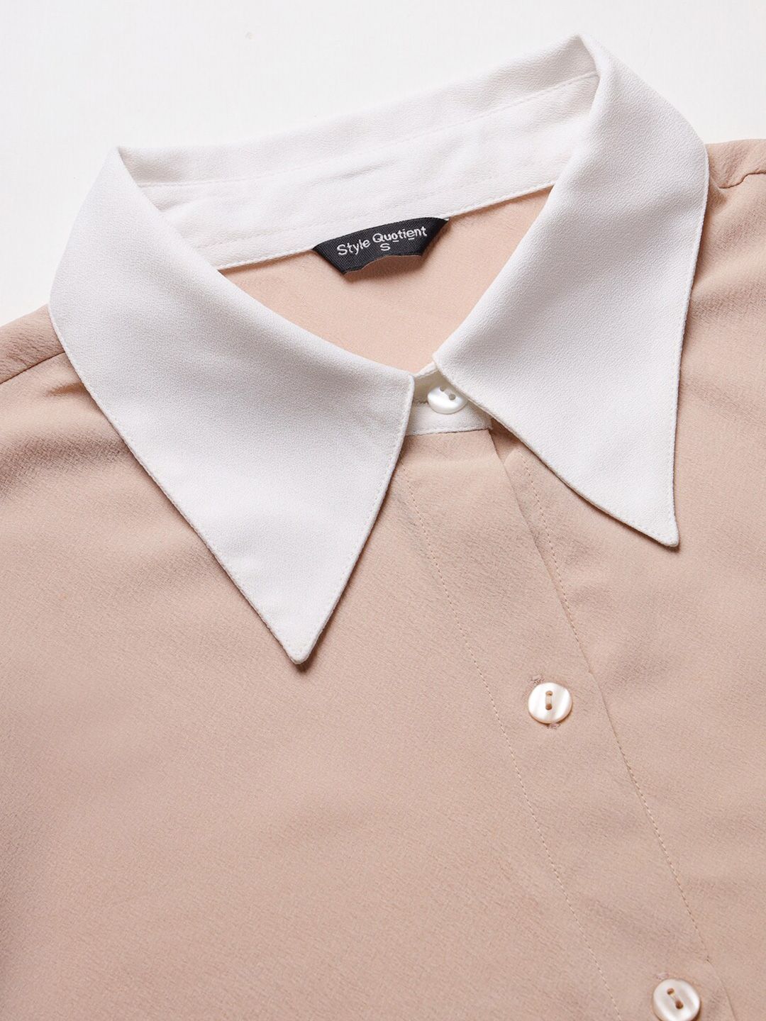 Style Quotient Nude-Coloured Smart Spread Collar Formal Shirt