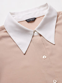 Style Quotient Nude-Coloured Smart Spread Collar Formal Shirt