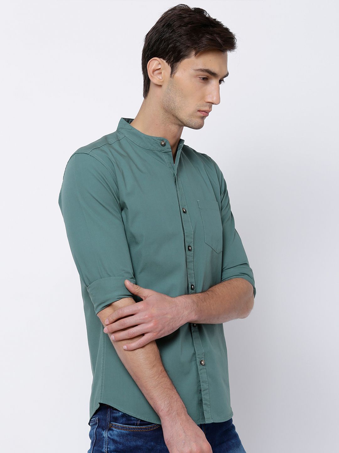 HIGHLANDER Men Green Slim Fit Casual Shirt