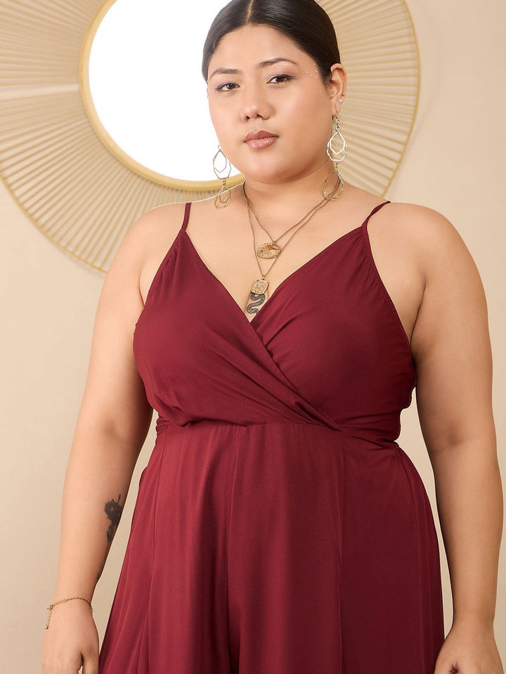 Berrylush Curve Women Plus Size Wide Leg Culotte Jumpsuit