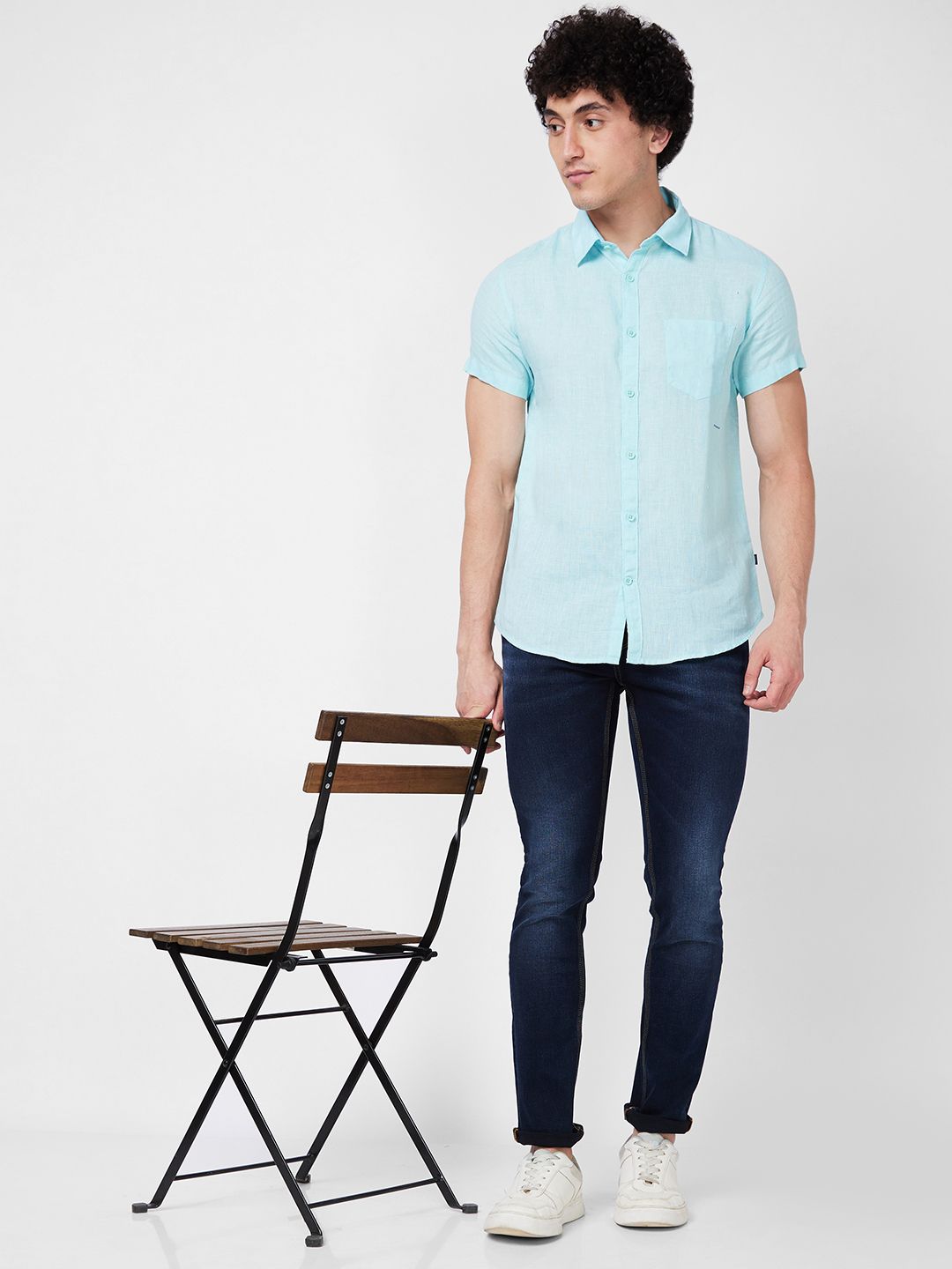 SPYKAR Spread Collar Short Sleeves Regular Fit Opaque Casual Shirt