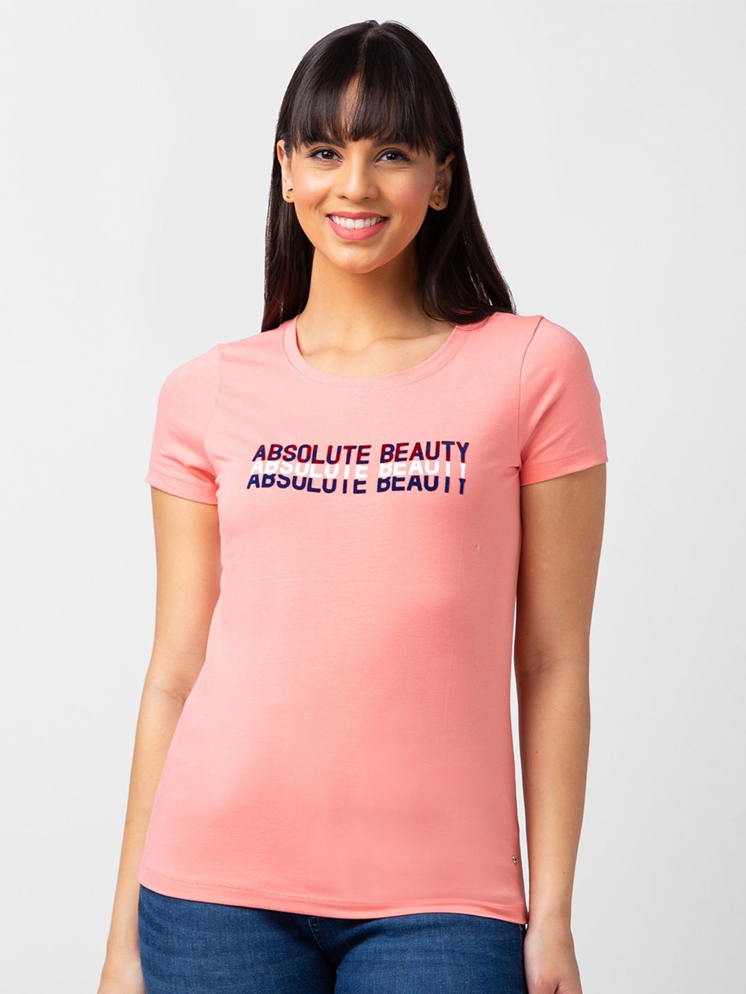SPYKAR Women Typography Printed Cotton T-shirt