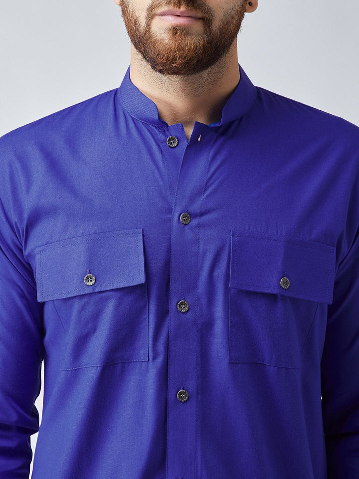SOJANYA Men Blue Solid Pathani Kurta