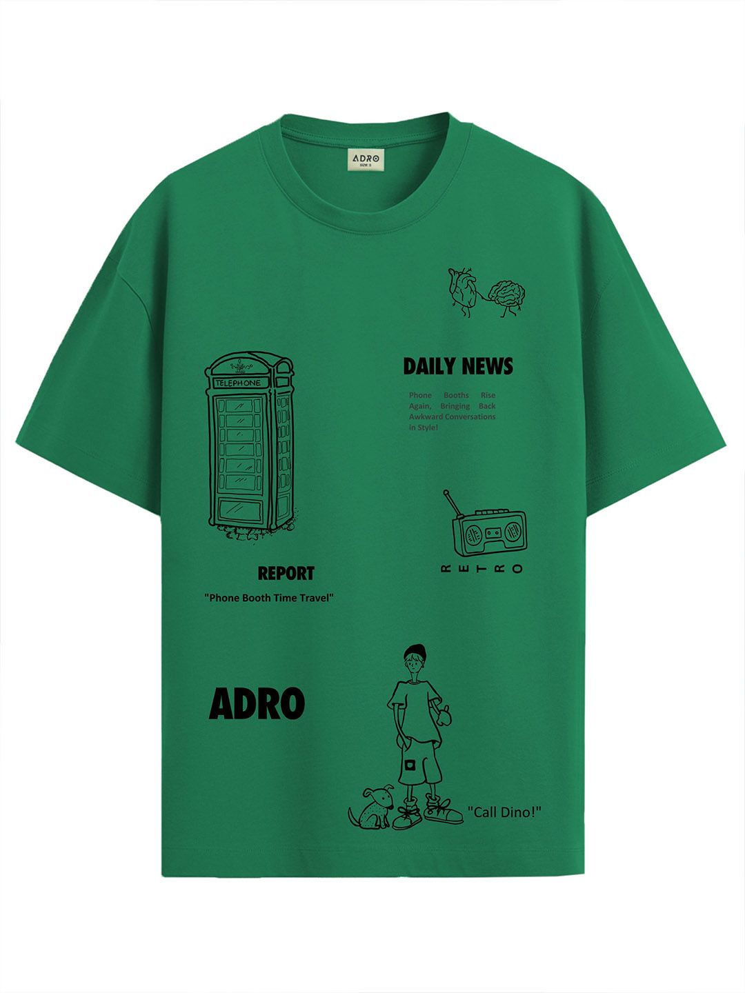 ADRO Men Graphic Printed Round Neck Cotton Oversized T-Shirt