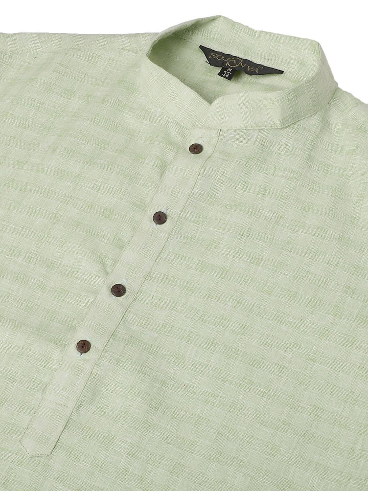 SOJANYA Men Green Dobby Kurta