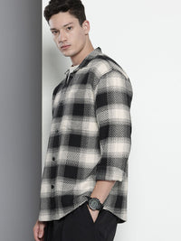The Indian Garage Co Pure Cotton Textured Opaque Checked Casual Shirt