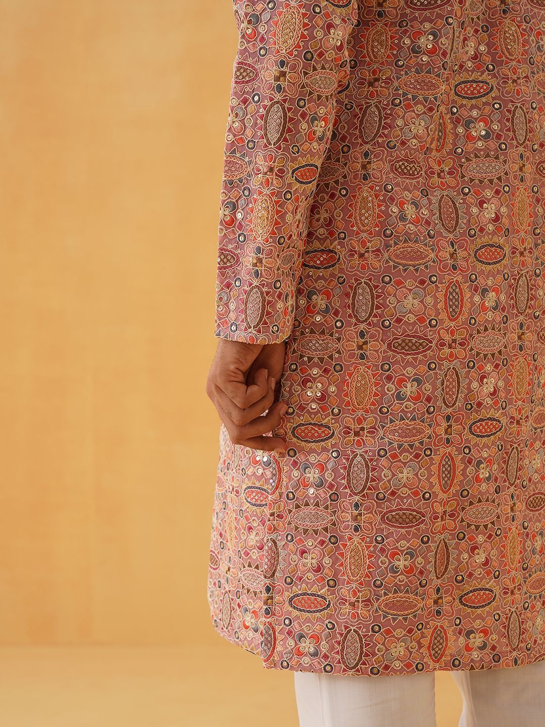 SOJANYA LUXE Floral Kashmiri Embroidered Sequinned Georgette Straight Kurta With Trousers