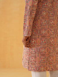 SOJANYA LUXE Floral Kashmiri Embroidered Sequinned Georgette Straight Kurta With Trousers