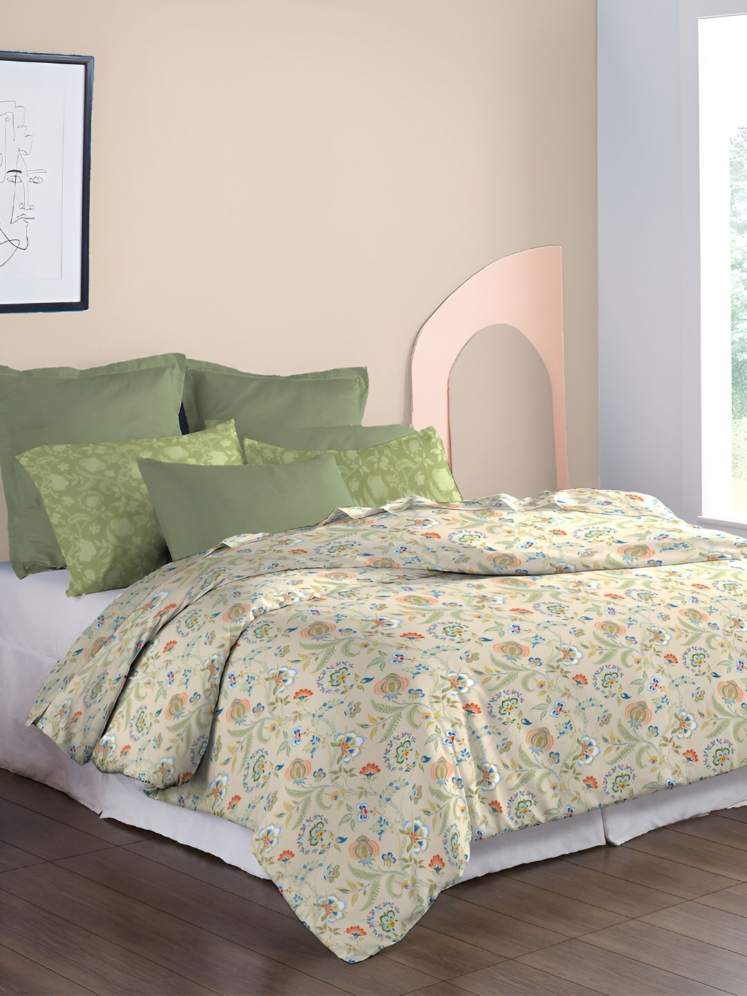 TRIDENT English Chintz Soft Comfort Flat 210TC King Pure Cotton Bedsheet Set