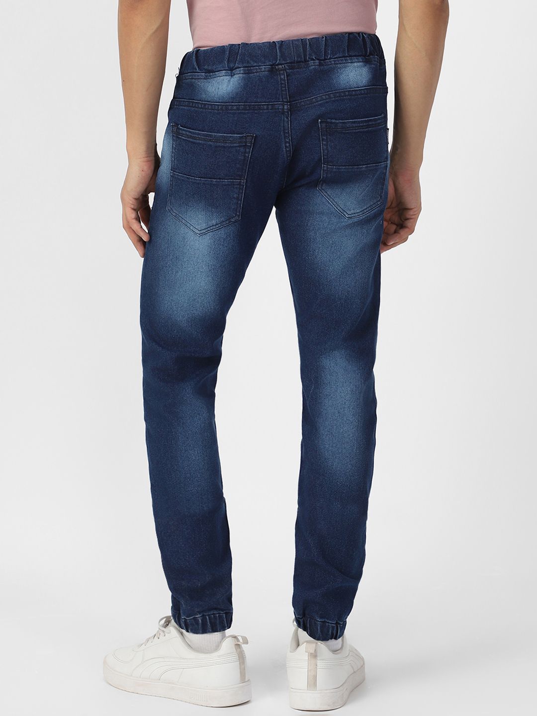 Urbano Fashion Men Blue Slim Fit Mid-Rise Clean Look Stretchable Jogger Jeans