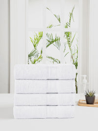 MYTRIDENT Unisex Set of 4 White 500GSM Cotton Bath Towels