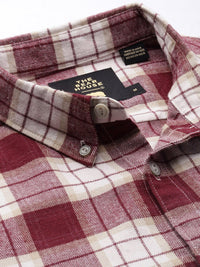 THE BEAR HOUSE Men Flannel Cotton Button-Down Slim Fit Tartan Checks Casual Shirt