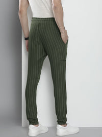 The Indian Garage Co Men Olive Striped Joggers