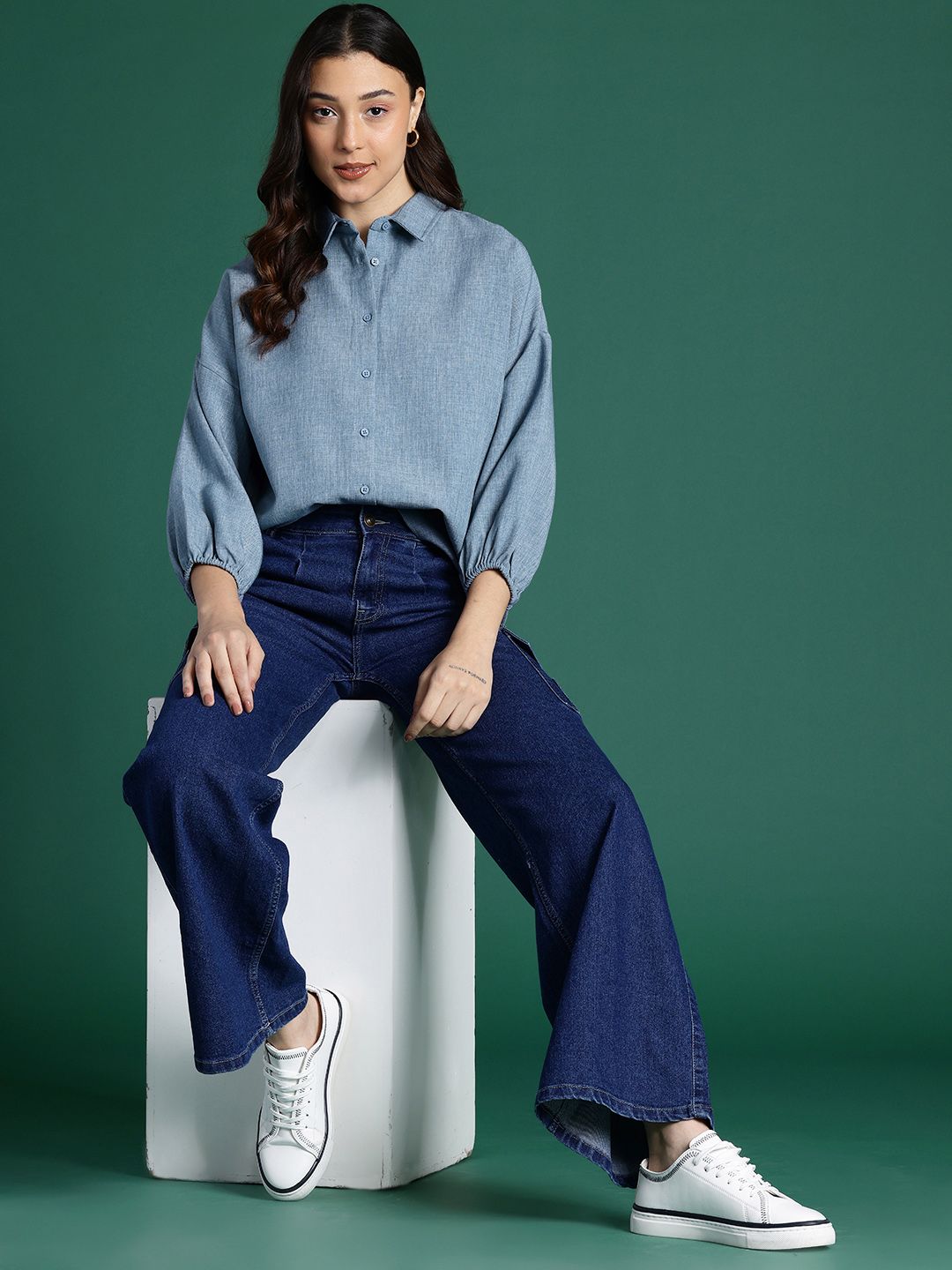 DressBerry Pure Cotton Drop-Shoulder Sleeve Shirt